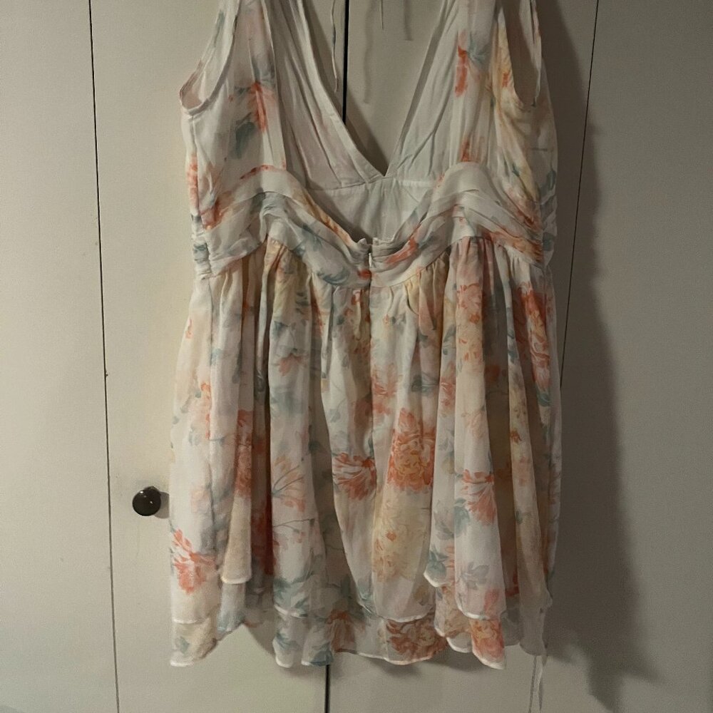 Abercrombie & Fitch Floral Midi Dress - White and Orange